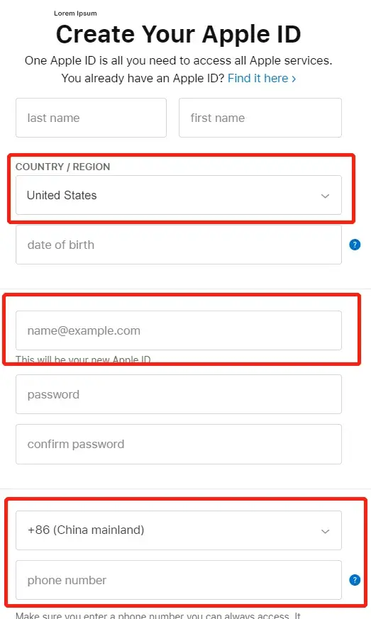 Create a new US Apple ID account